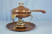 Copper and Brass Chafing Dish w/ Stag Mounts