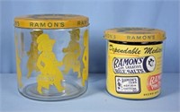 Two Ramon's Pills Counter Display Jars w/ Lids