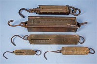 Five Antique Brass Front Scales