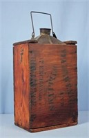 Early Gasoline Can In Pine Crate