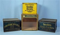 Four Early 1900's Biscuit & Cracker Boxes / Tins