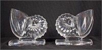 Pair of New Martinsville Glass Nautilus Bookends