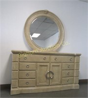 Oak Dresser w/ Mirror, 8 Drawer Plus 2 Doors