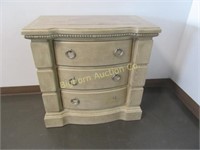 Oak Night Stand w/ Marble in Set Top & 3 Drawers