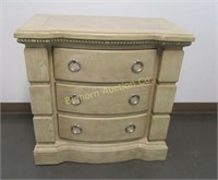 Oak Night Stand w/ Marble in Set Top & 3 Drawers