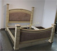 Oak King Size Bed w/ Padded Head & Foot Boards