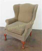 Wing Back Chair w/ Wooden Ball & Claw Front Legs