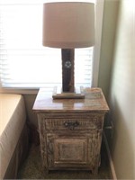 Distressed night stand and matching lamp