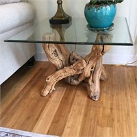 Grapevine Beveled Glass Top End table