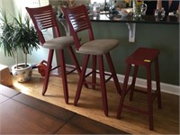 2 Bar chairs and matching stool