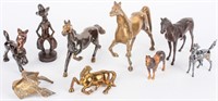 Eight Vintage Metal Horse Cowboy Figurines
