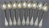 SET OF 9 TIFFANY STERLING SILVER GRAPEFRUIT SPOONS