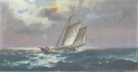 FRANK LINCOLN PAINTING OF A YACHT AT SEA
