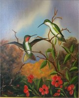 JEROME HOWES PAINTING OF HUMMINGBIRDS