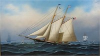 JEROME HOWES PAINTING OF A SAILING YACHT