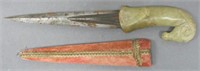 MUGHAL CARVED STONE RAM'S HEAD HANDLED DAGGER