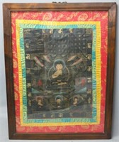 SINO-TIBETAN PAINTED SILK THANGKA