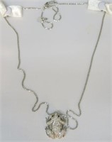 14K WHITE GOLD CHAIN NECKLACE W/ DIAMOND ENCRUSTED