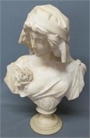 ADOLFO CIPRIANI ALABASTER BUST - CLASSICAL MAIDEN