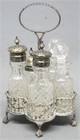 GEORGE III SILVER AND CUT CRYSTAL CASTER SET