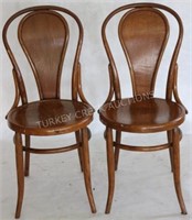 PAIR OF OAK BENTWOOD SIDE CHAIRS W/ UNUSUAL