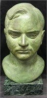 BRONZE BUST OF A MAN, SIGNED AND DATED