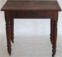 LATE 19TH C. WALNUT 1 DRAWER TABLE, OLD FINISH,