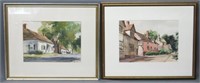 TWO JOHN NEFF WATERCOLOR TOWNSCAPES
