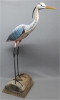 JEROME HOWES CARVED & PAINTED LIFE SIZE BLUE HERON