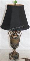 QUALITY BRASS & MARBLE TABLE LAMP, URN FORM