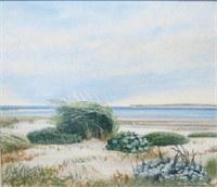 SARAH PERRY CRANE OIL PAINTING OF A  BEACHSCAPE