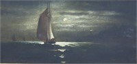 A.F. SYLVESTER PAINTING "NIGHT SAIL"