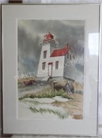 FRAMED WATERCOLOR OF LIGHTHOUSE SIGNED