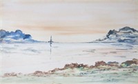 BEN FOSTER MINIATURE WATERCOLOR SEASCAPE