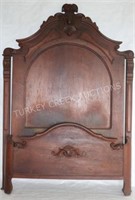 EARLY VICTORIAN WALNUT HIGH BACK BED,