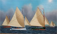 JEROME HOWES  PAINTING OF CATBOATS