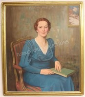 LARGE FRAMED PORTRAIT OF A WOMAN, SIGNED