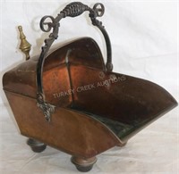 LATE 19TH C. COPPER COAL HOD W/ WROUGHT IRON