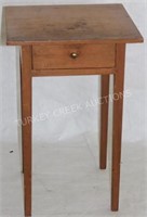 19TH C. TAPER LEG 1 DRAWER STAND, PINE, OLD