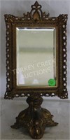 GILT METAL TABLE MIRROR WITH BEVELED GLASS