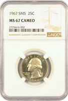 Superb Cameo 1967 Special Mint Set Quarter.