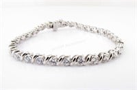 14K White Gold Lady's Diamond Line Bracelet; 5CT