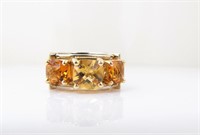 14K Yellow Gold 3-Stone Topaz Ring