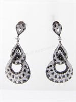 18K White Gold Black & White Diamond Earrings