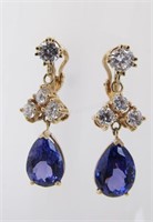 Pair of Tanzanite and Diamond Earrings,14K