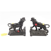 Pair of tiger spelter bookends