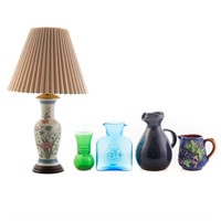 Five glass & ceramic objects