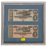 Two Confederate States of American $10 notes