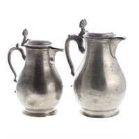 Continental and English pewter flagons