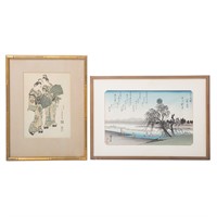 Two Japanese color woodblock prints